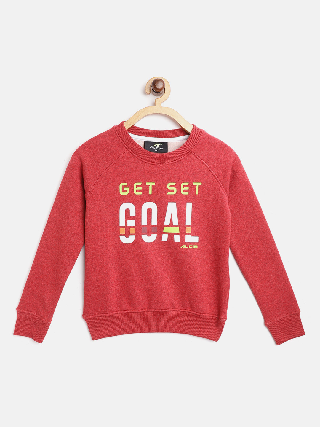 Alcis Girls Red & White Slogan Print Sporty Sweatshirt