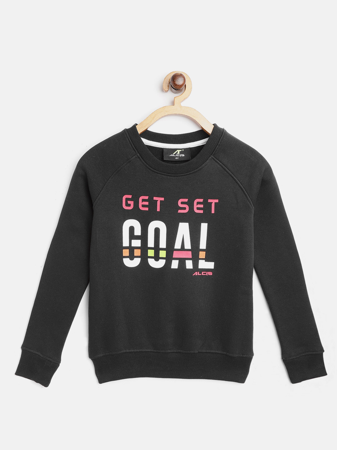 Alcis Girls Black & White Slogan Print Sporty Sweatshirt