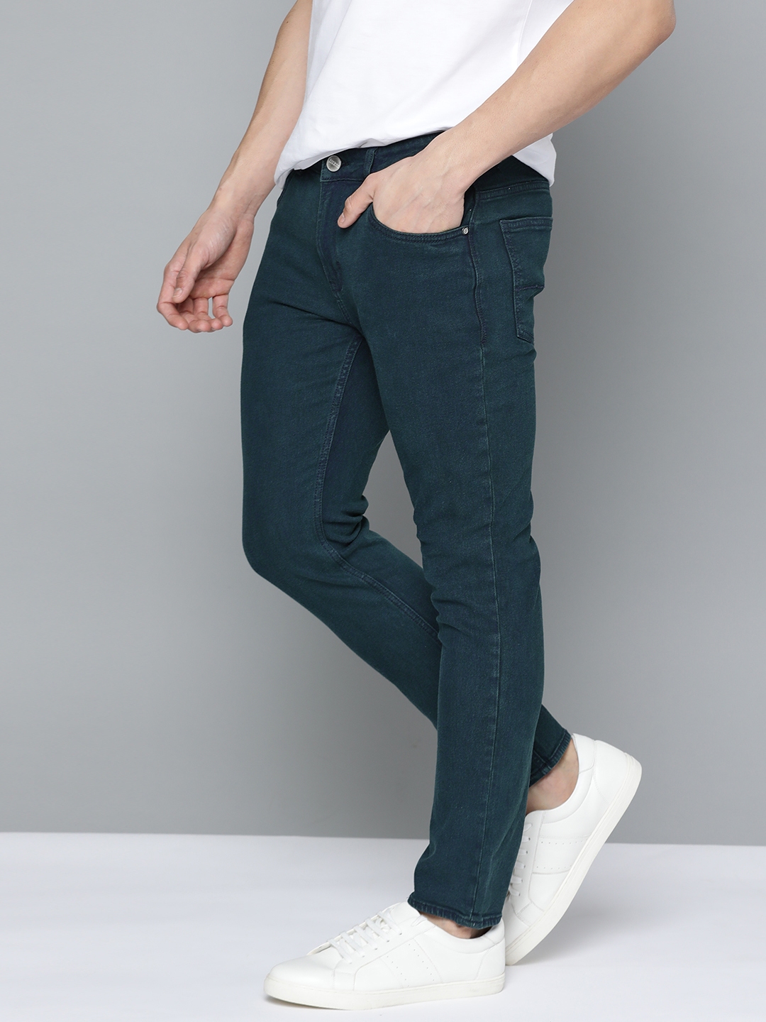 Mast & Harbour Men Green Skinny Fit Mid-Rise Clean Look Stretchable Jeans