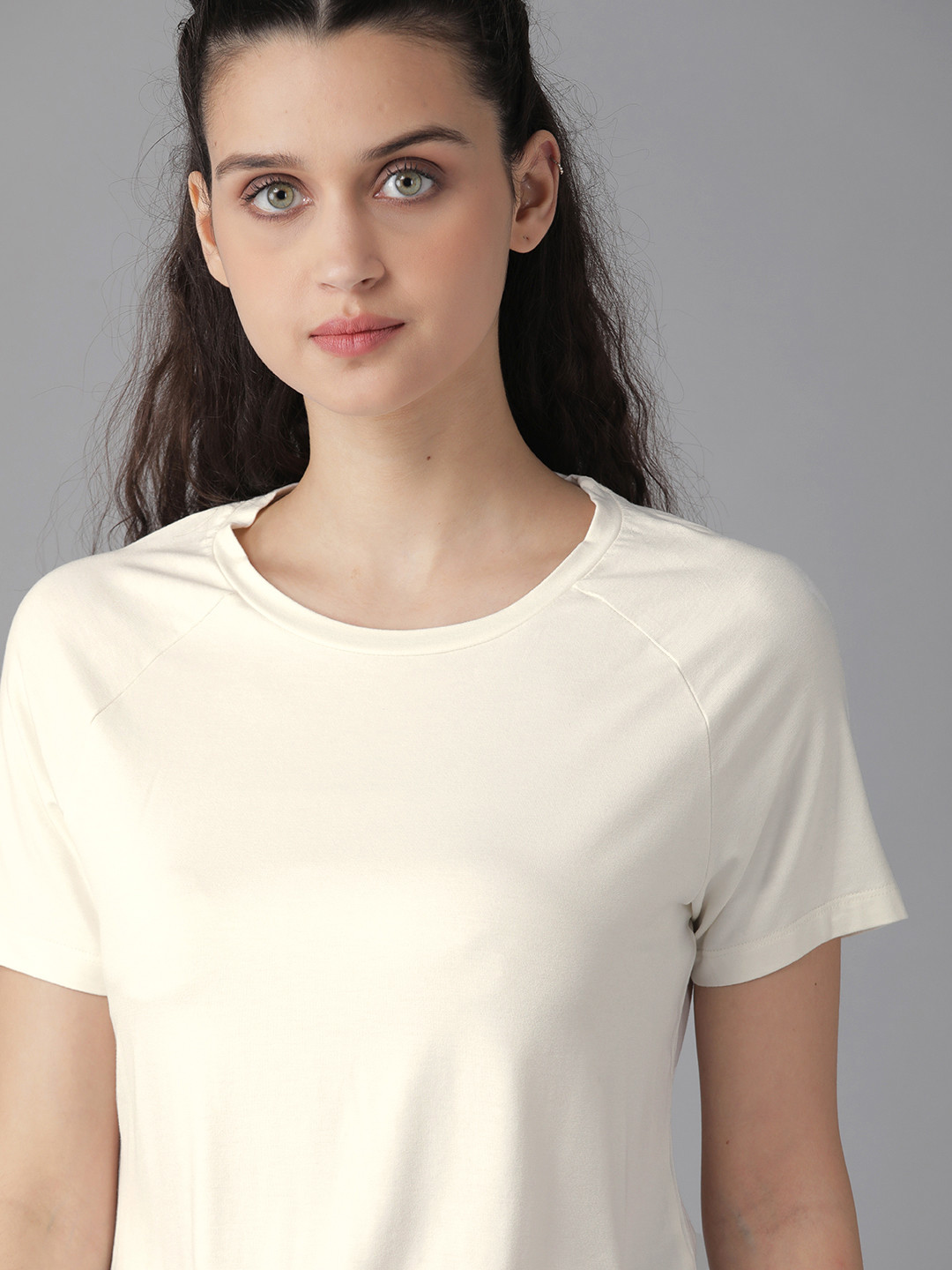 The Roadster Lifestyle Co Women Off-White T-shirt with N9 PURE SILVER MICRO PD Antimicrobial Technology