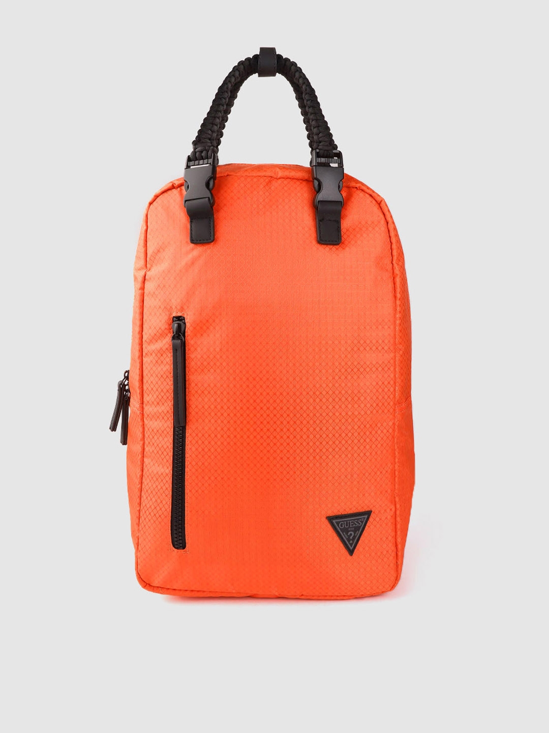 GUESS Women Orange Geometric Textured 16 Inch Laptop Backpack