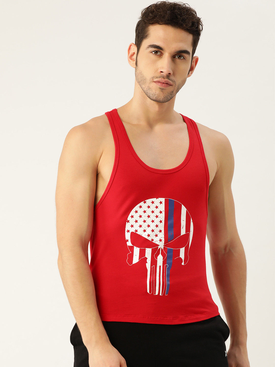 ROMEO ROSSI Men Red & White Printed Round Neck T-shirt