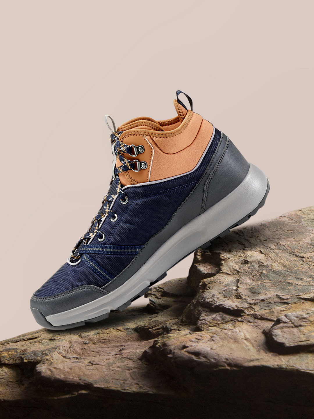 Decathlon QUECHUA - Men Navy Blue Waterproof Mid-Top Hiking Shoes