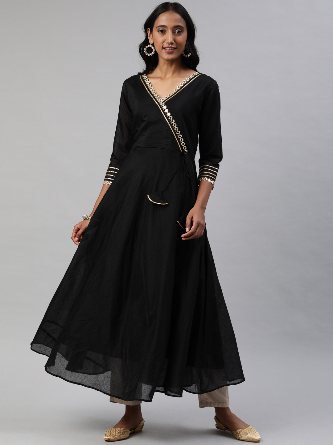 Buy Inddus Women Black Mirror Embellished Anarkali Kurta Kurtas for Women 13003548 Myntra