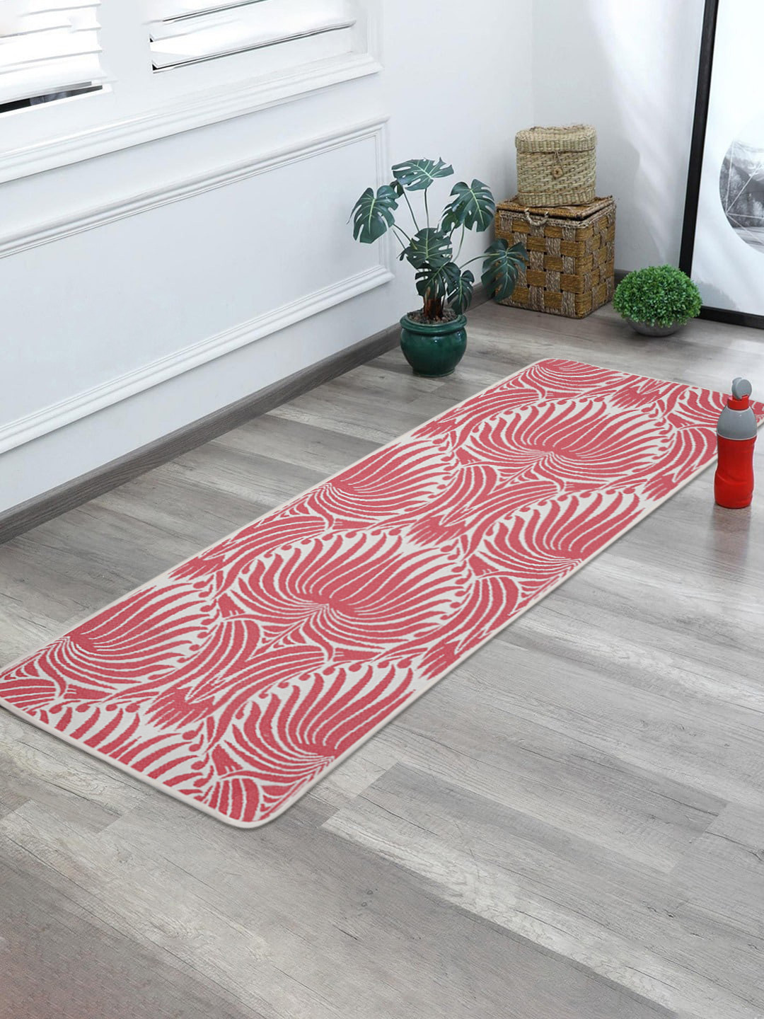 Saral Home Unisex Pink & Beige Floral Anti-Skid Yoga Mat