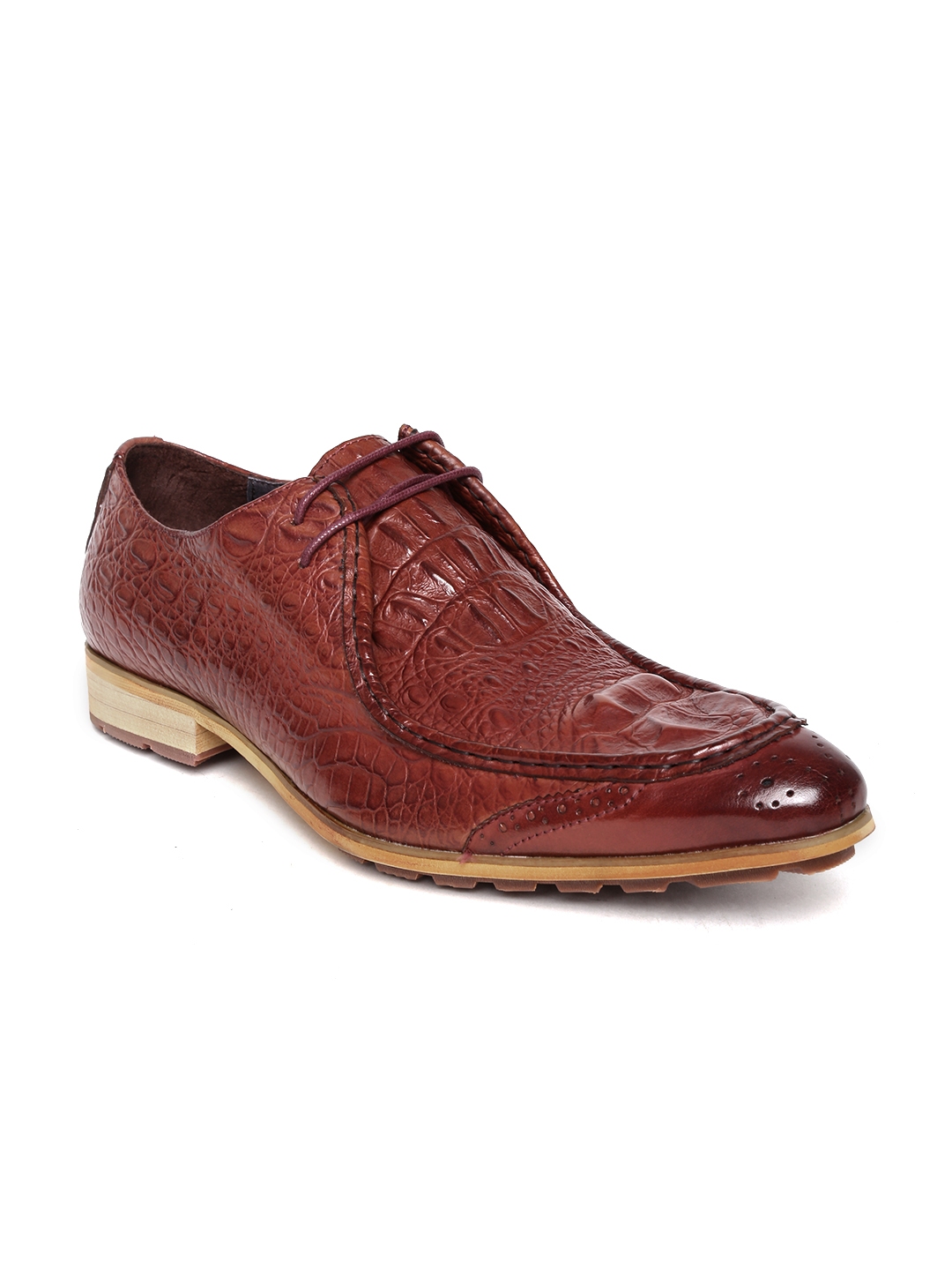Buy Froskie Men Rust Brown Leather Textured Semiformal Shoes Formal Shoes for Men 1301458 Myntra