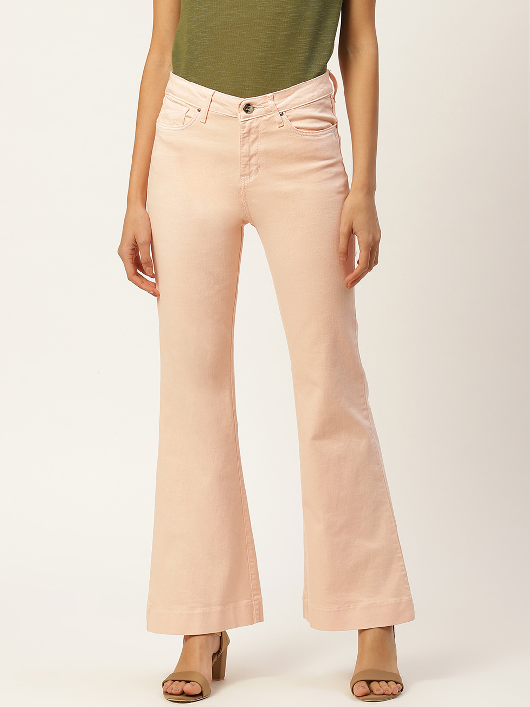 Xpose Women Pink Flared High-Rise Clean Look Stretchable Jeans