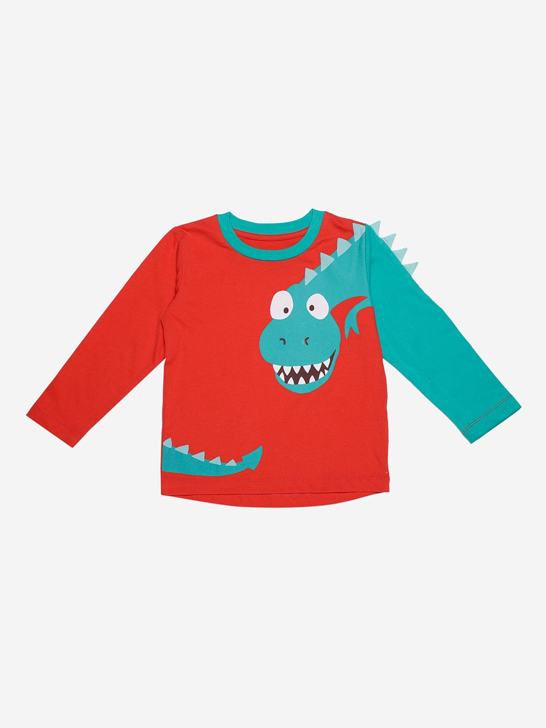 Nino Bambino Kids Red Printed Round Neck Sustainable Organic Cotton T-shirt