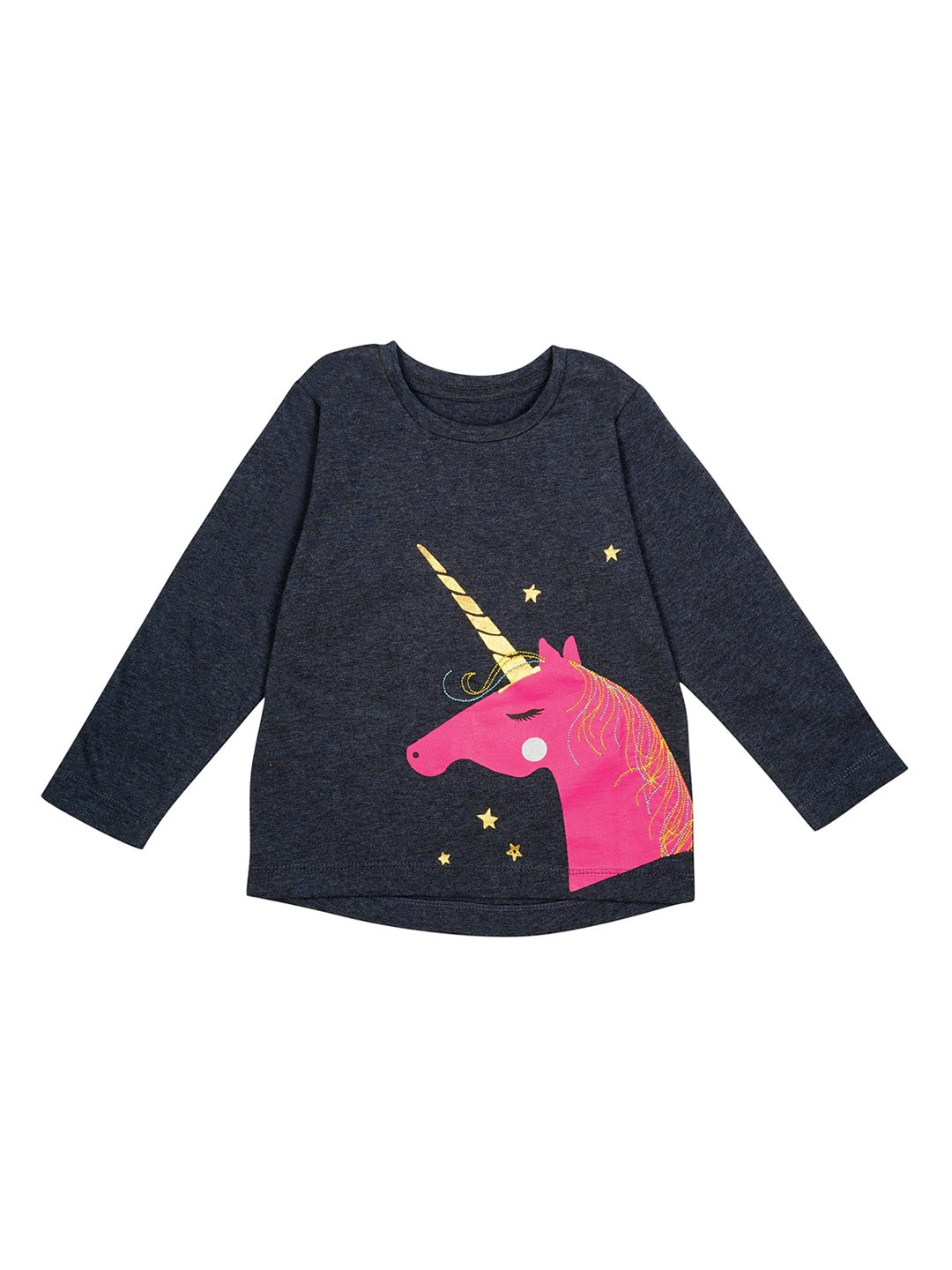 Nino Bambino Unisex Kids Charcoal Printed High Neck T-shirt