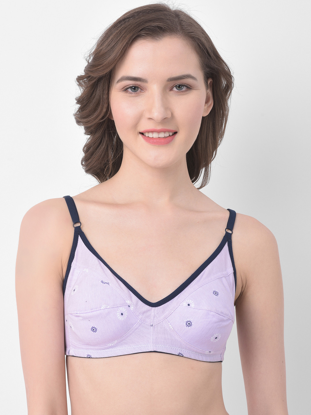 Clovia Purple Printed Non-Wired Non Padded Everyday Bra BR0185Y1232B