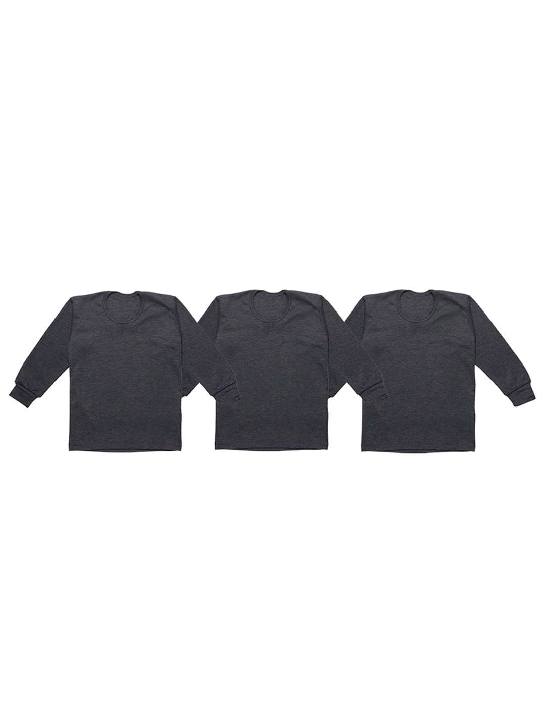 MACK JONNEY Infant Kids Pack of 3 Charcoal Grey Solid Thermal Tops