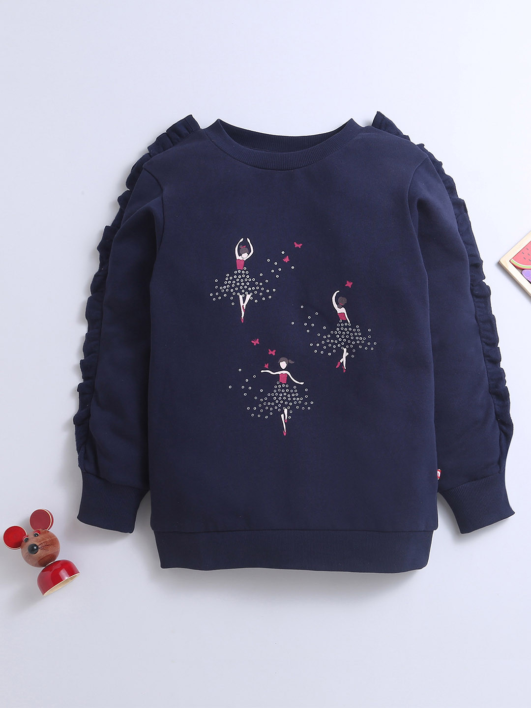 Nino Bambino Unisex Organic Cotton Kids Navy Blue Printed Sweatshirt