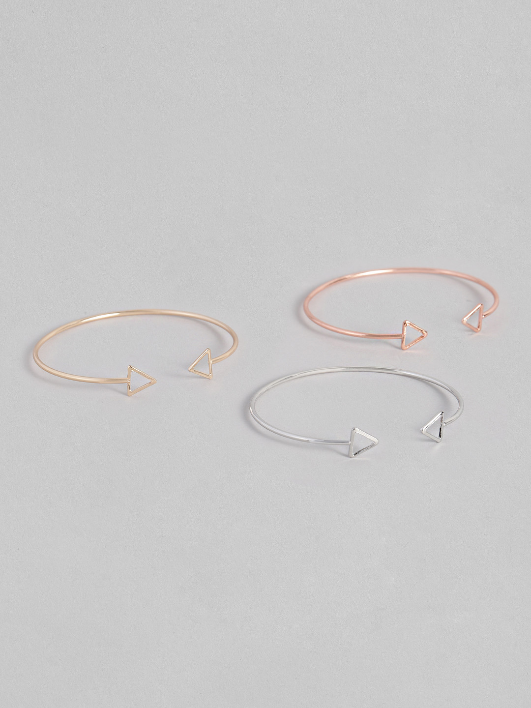 justpeachy Women Set Of 3 Rose Gold-Plated Cuff Bracelets