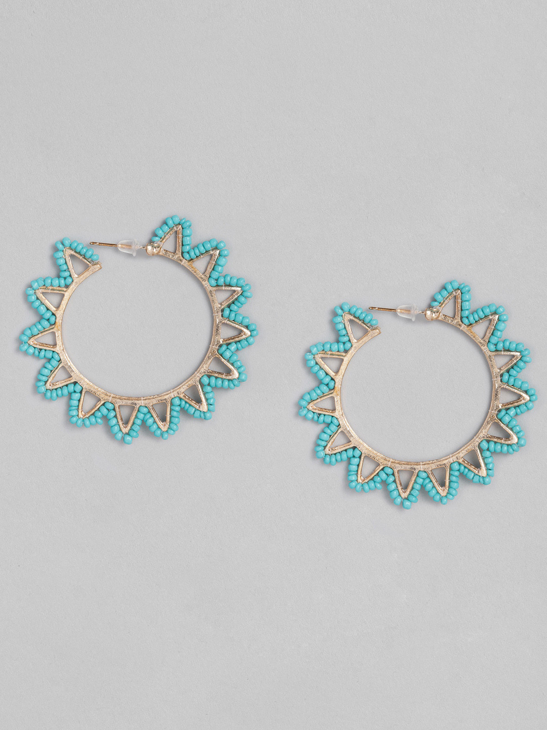 justpeachy Blue Gold Plated Circular Hoop Earrings