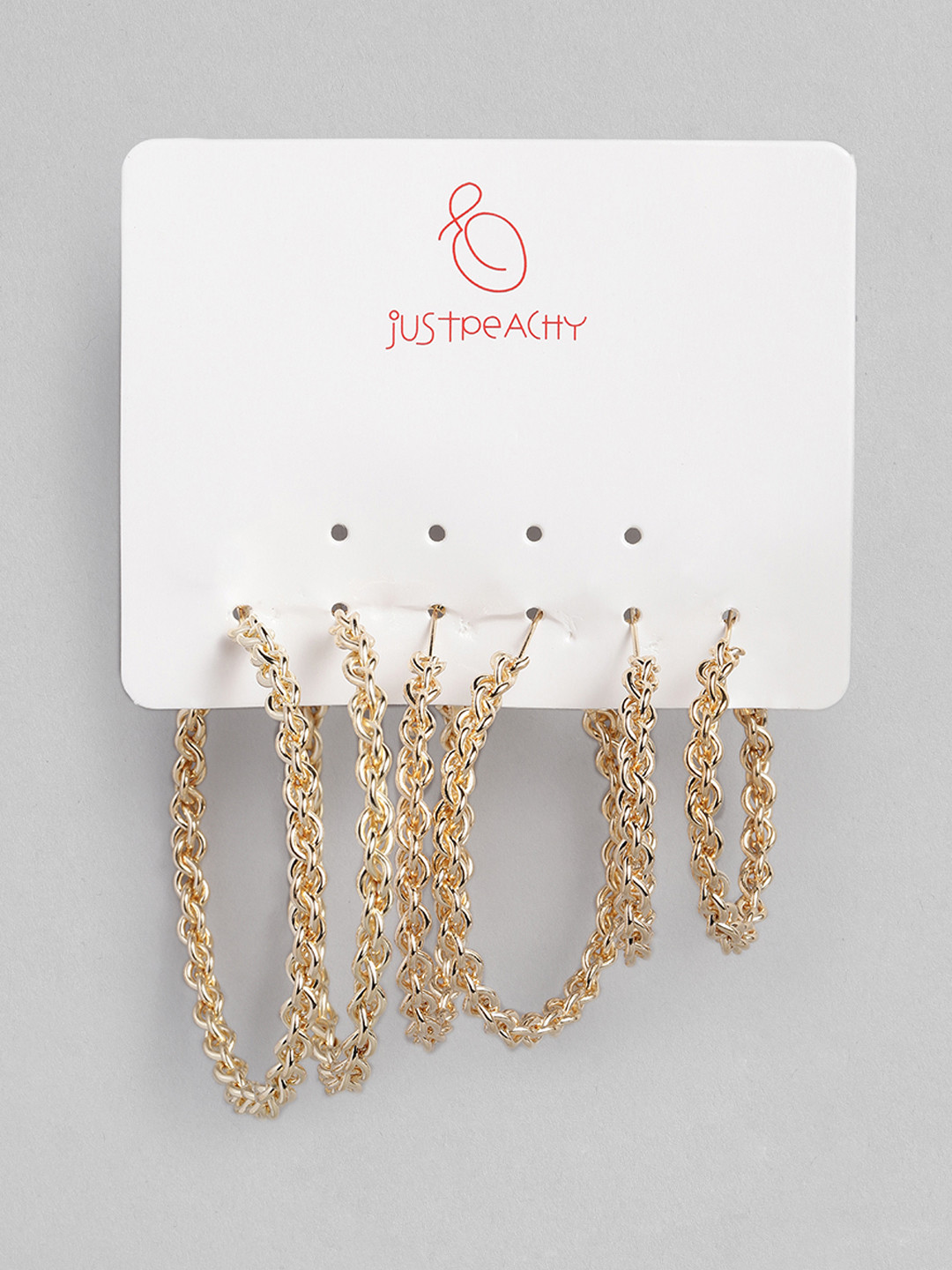 justpeachy Pack of 3 Gold-Plated Earrings