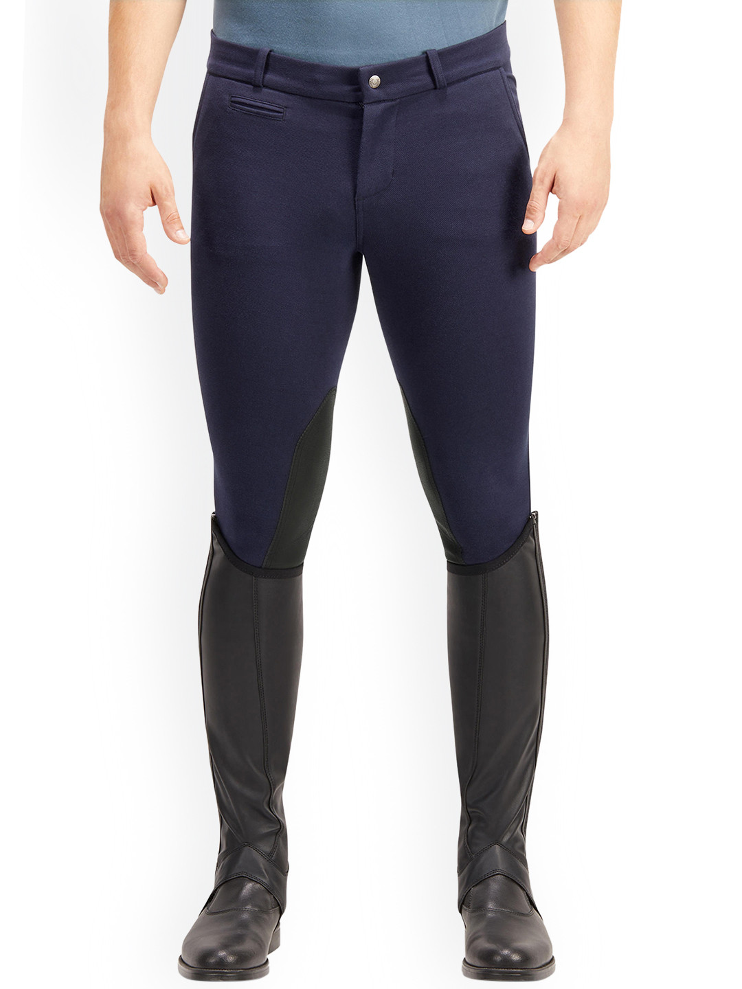 Decathlon Fouganza Men Navy Blue Regular Fit Solid Horse Riding Trousers