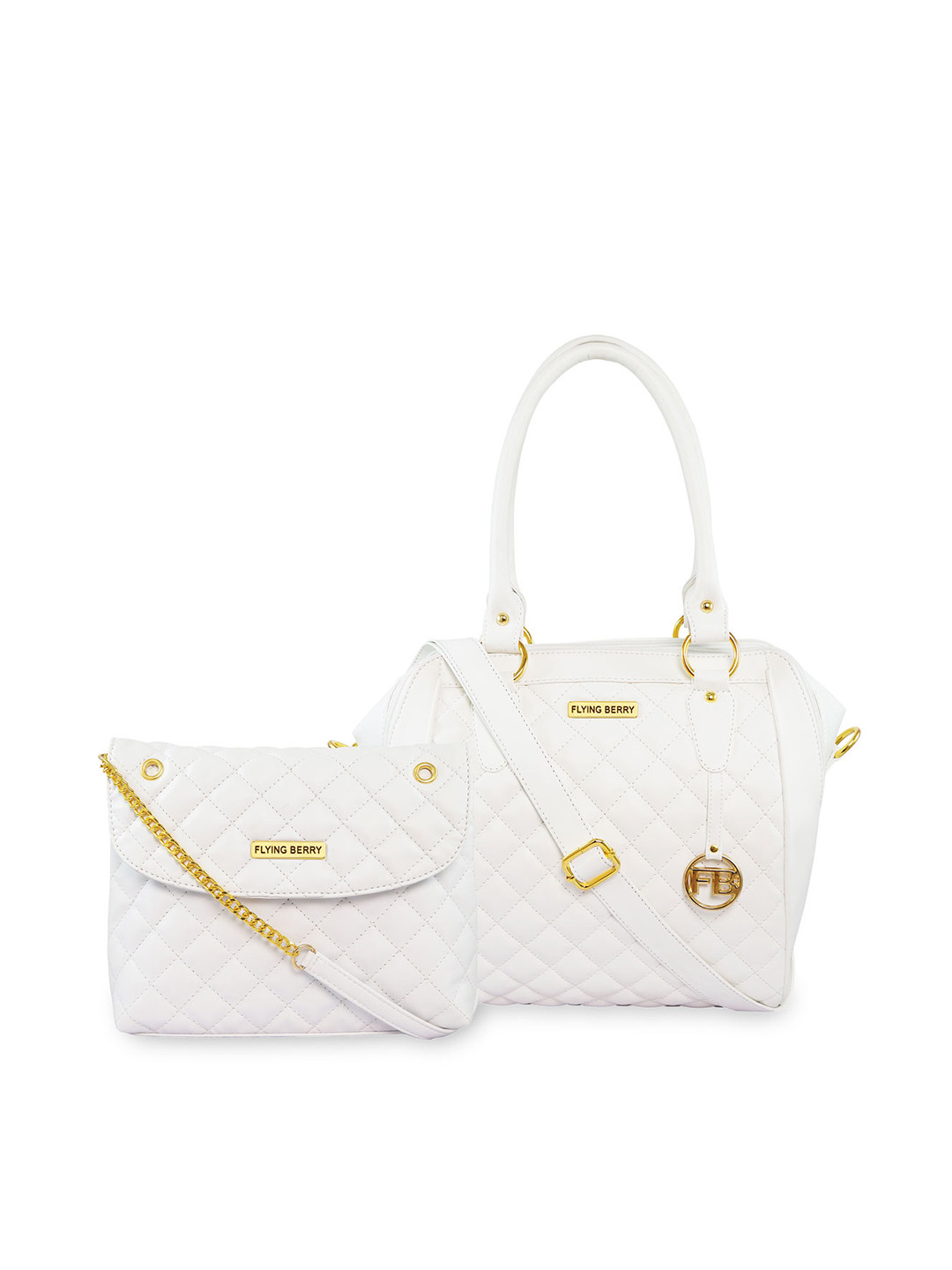 FLYING BERRY White Quilted Handheld Bag Combo