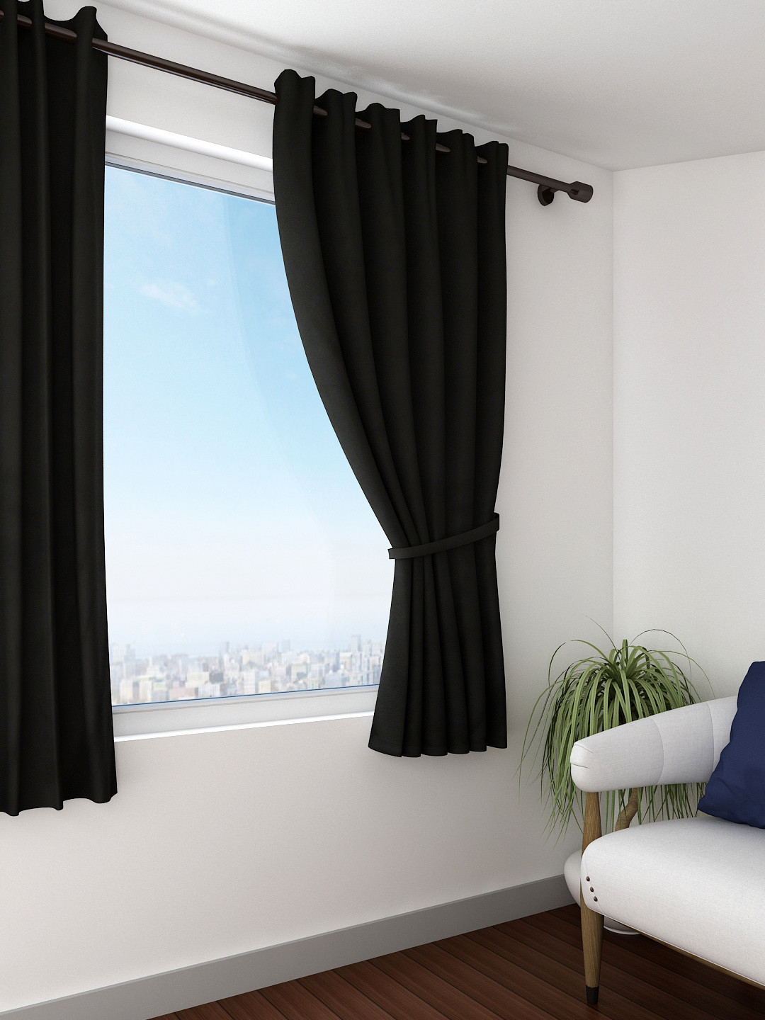 SWAYAM Black Single Blackout Window Curtain