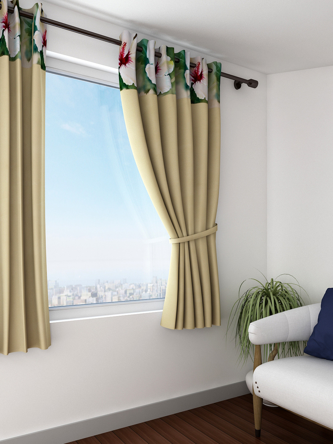SWAYAM Beige Single Blackout Window Curtain