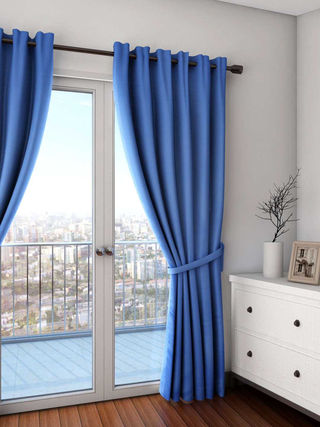 SWAYAM Blue Single Blackout Door Curtain