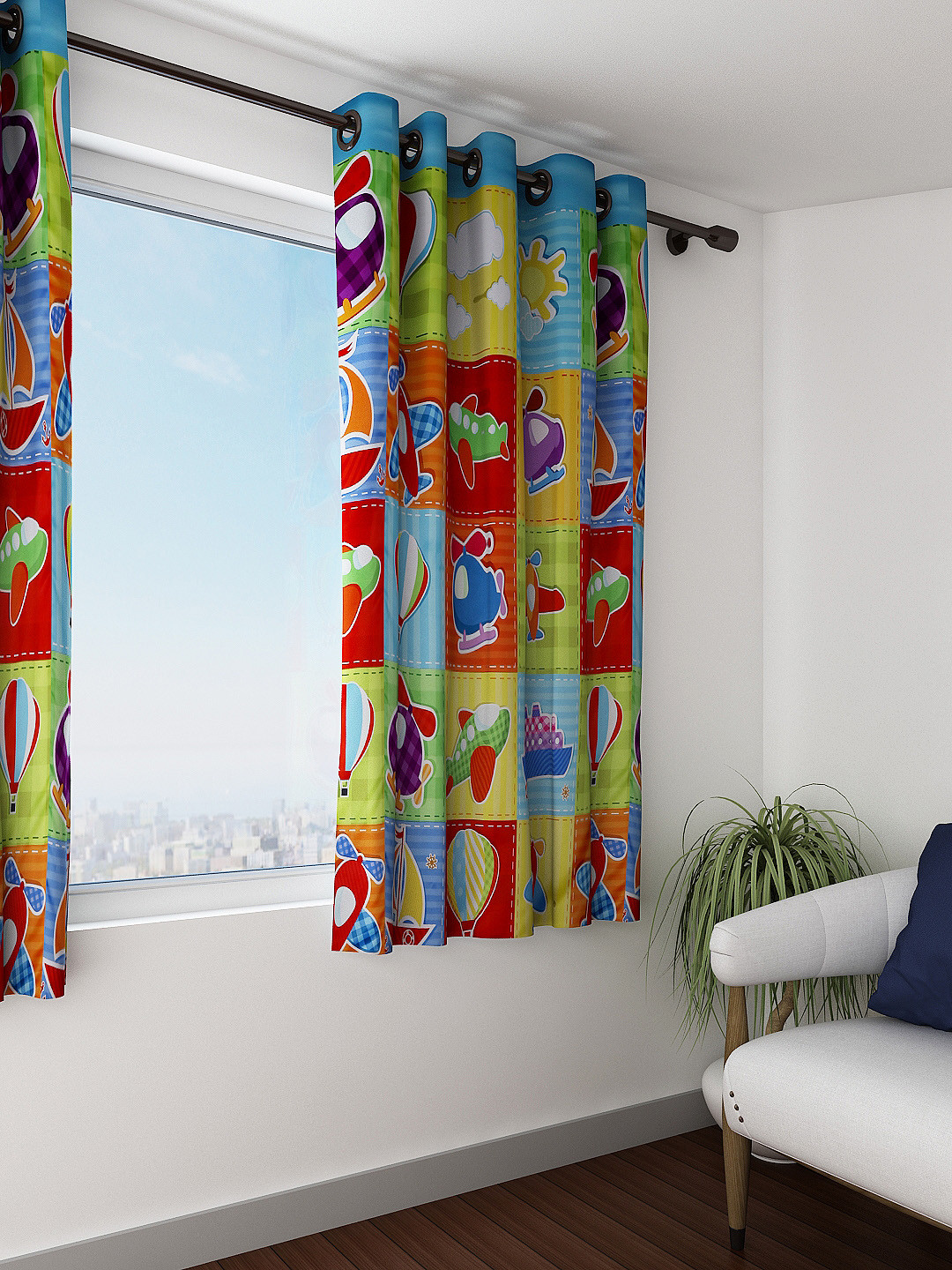 SWAYAM Kids Multicoloured Single Printed Blackout Window Curtain