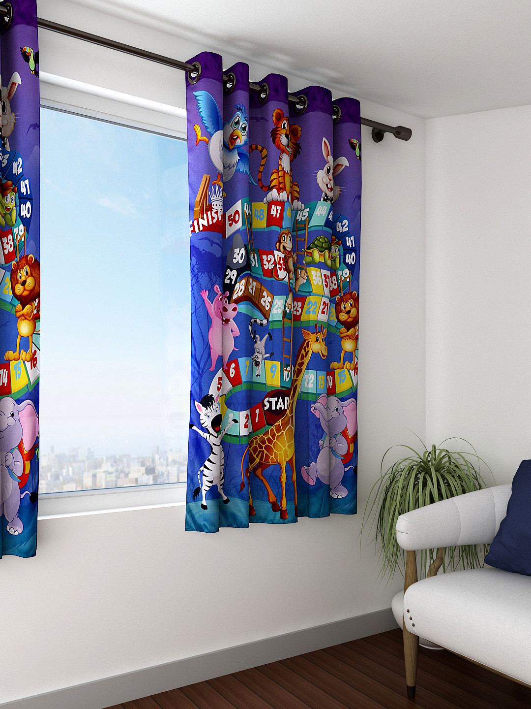 SWAYAM Kids Multicoloured 250 GSM Single Cartoon Printed Window Curtain