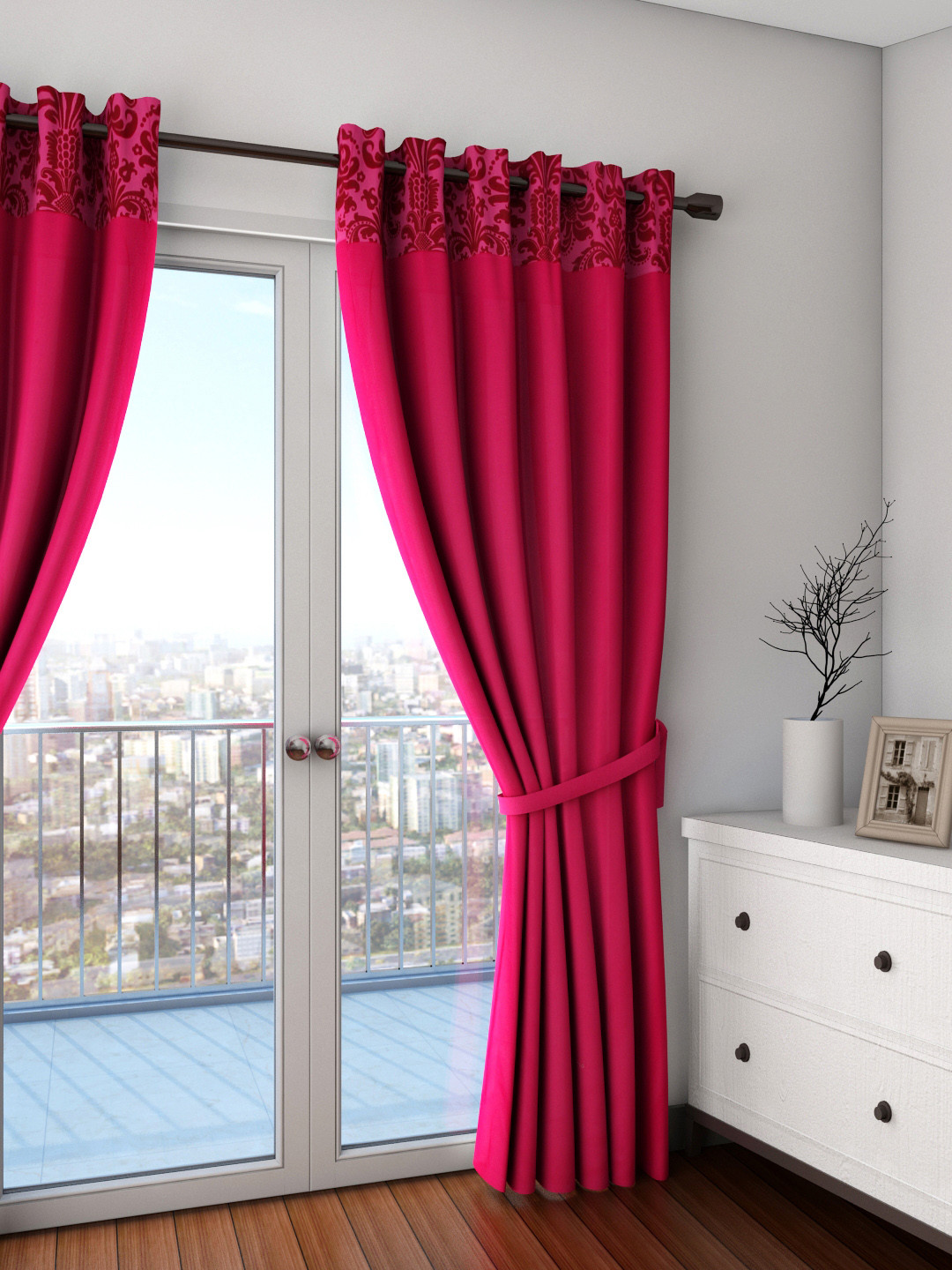 SWAYAM Pink Single Regular Door Curtain