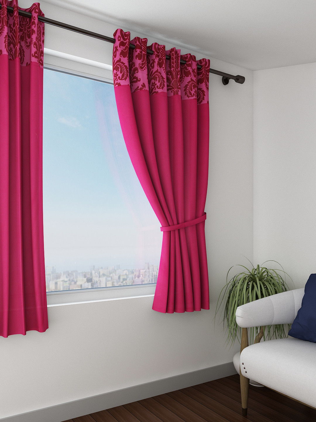 Swayam Magenta Single Window Curtain