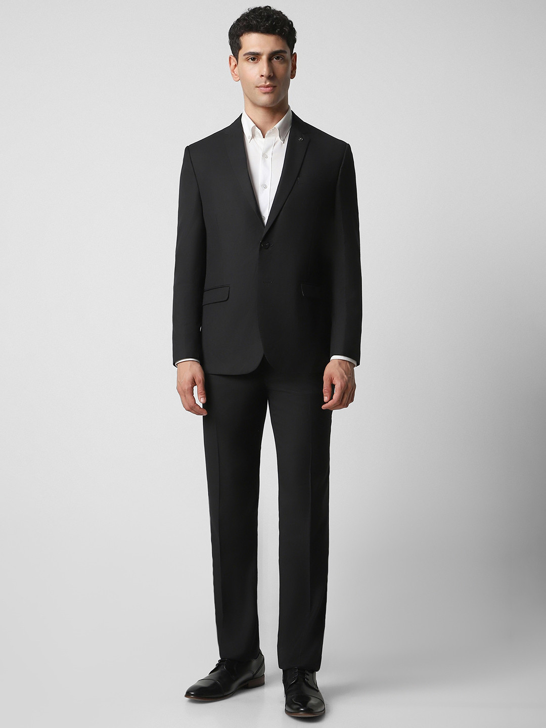 Van Heusen Men Khaki Solid Single-Breasted Slim-Fit Formal Suit