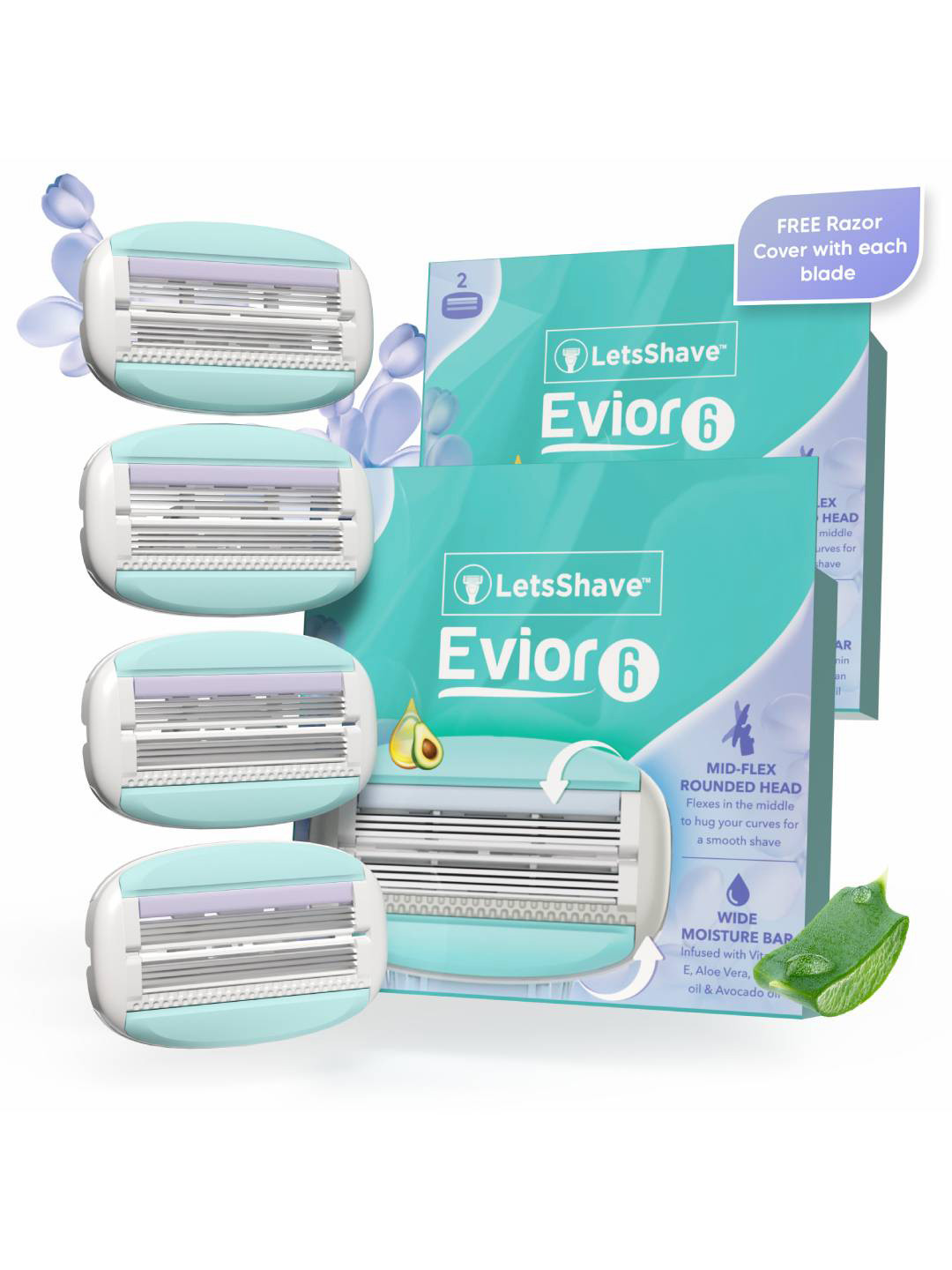 LetsShave Women Pack of 4 Evior 6 Body Razor And Cartridges