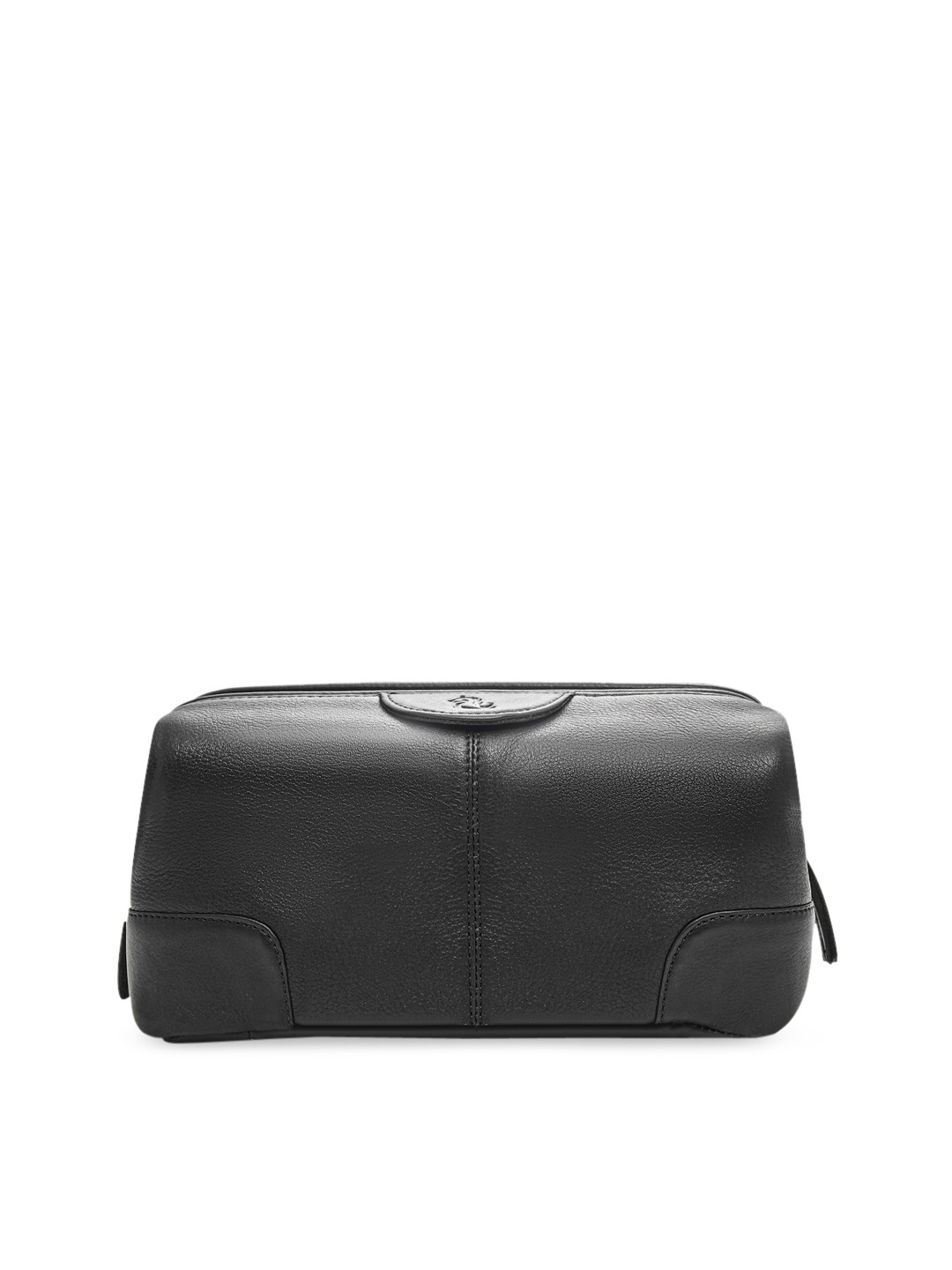 Kara Unisex Black Travel Leather Toiletry Kit