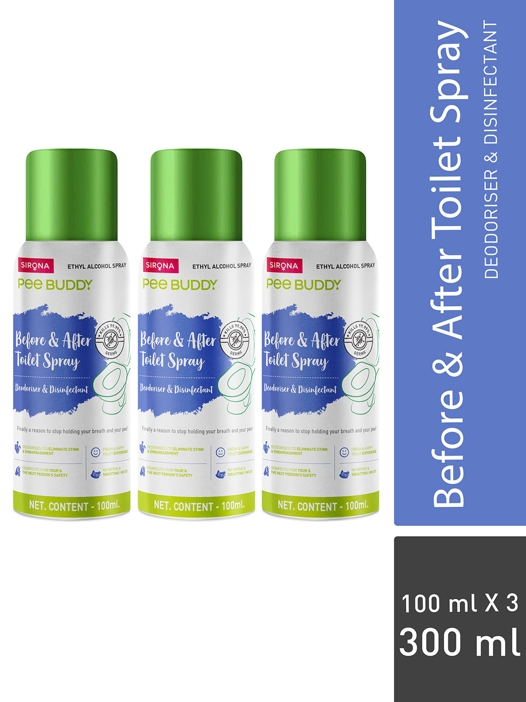 PEEBUDDY Set Of 3 Toilet Seat Sanitizer 100 ml