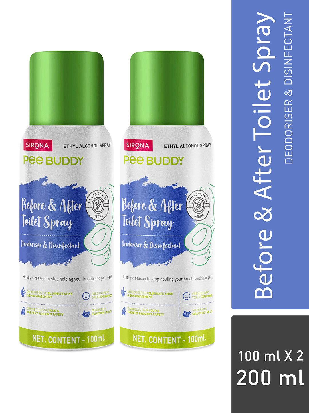 PeeBuddy Pack of 2 Toilet Seat Sanitizer 100 ml