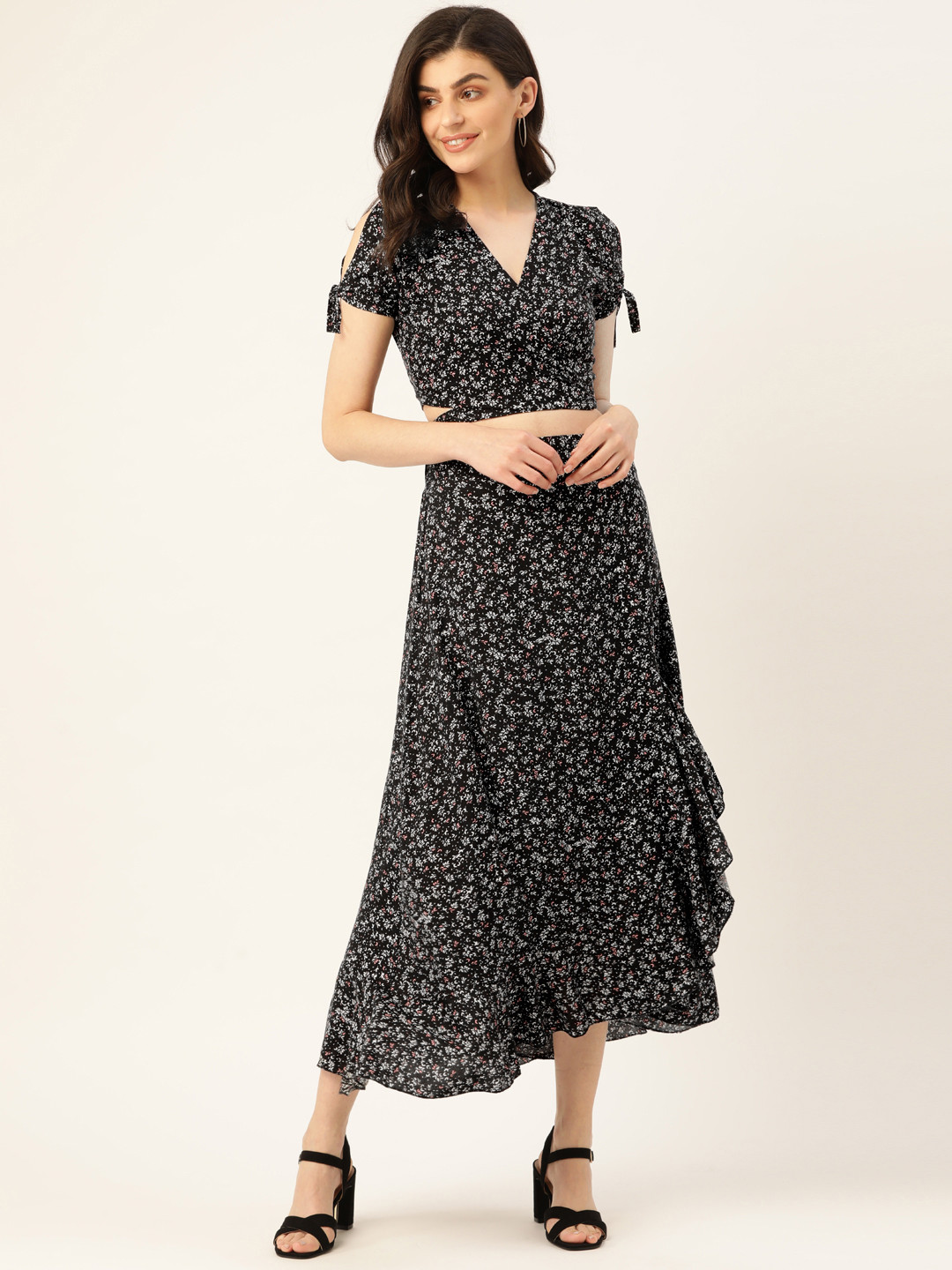 Sera Women Black & White Printed Co-ordinate Set