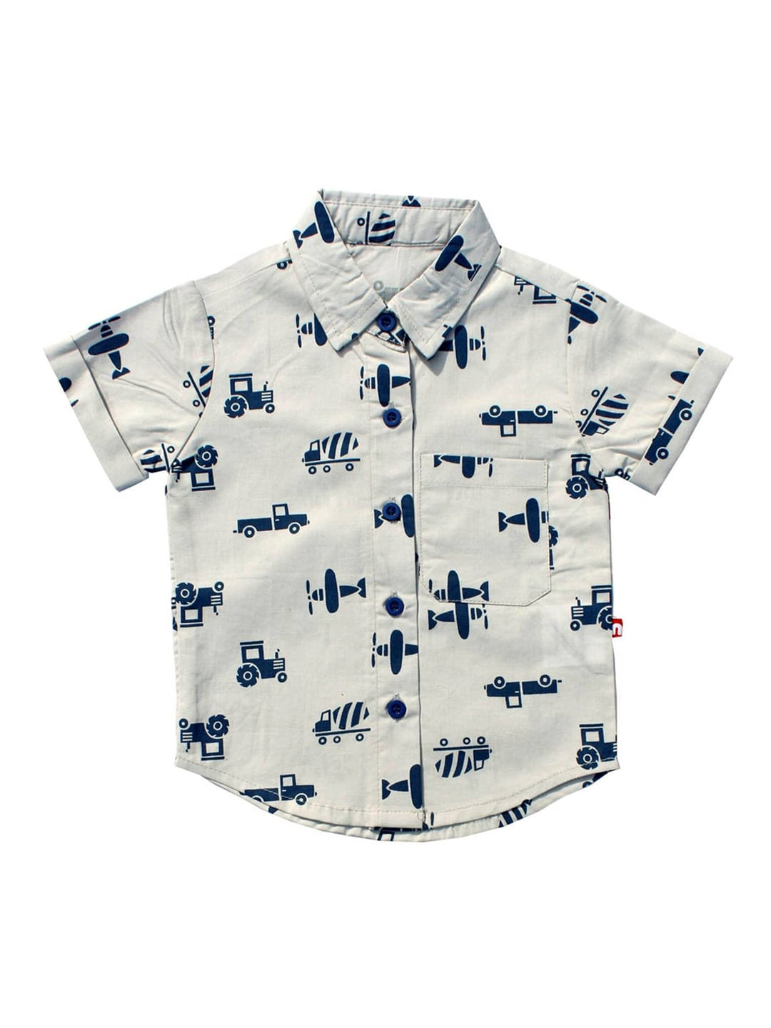 Nino Bambino Boys Grey Printed Organic Cotton  Printed Sustainable Casual Shirt
