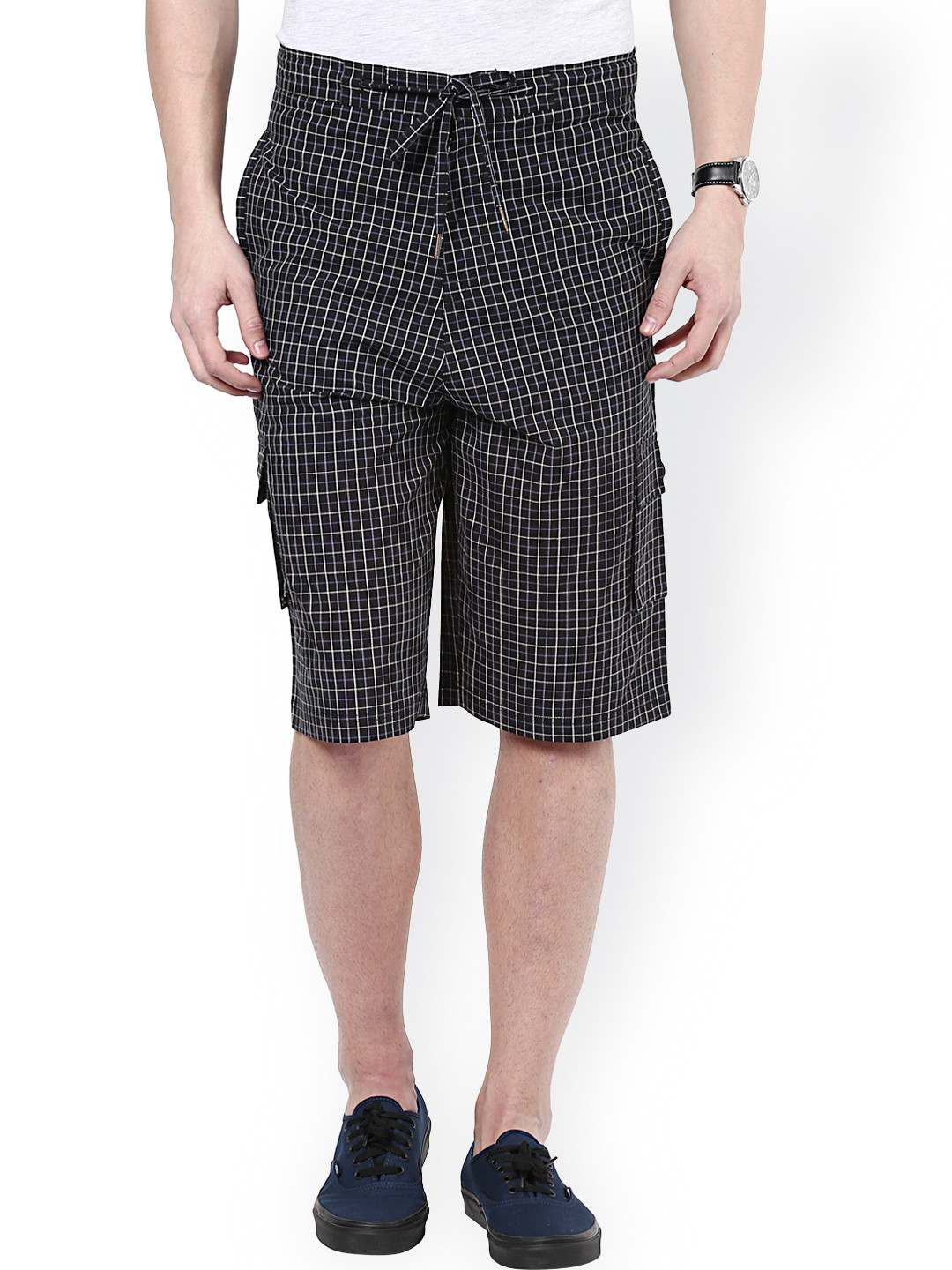 Hypernation Black & White Checked Shorts