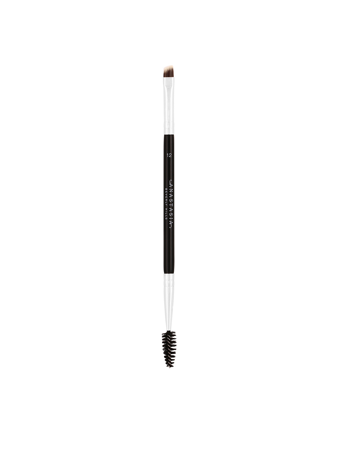 ANASTASIA BEVERLY HILLS Black & Silver-Toned Dual-Ended Firm Angled Brush - 12