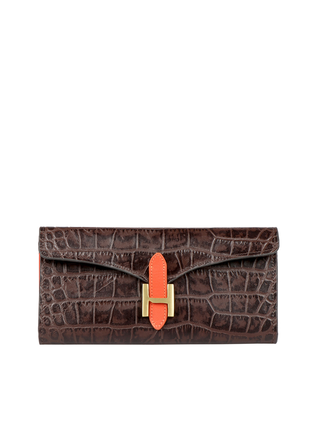 Hidesign Women Brown Animal Textured Three Fold Wallet
