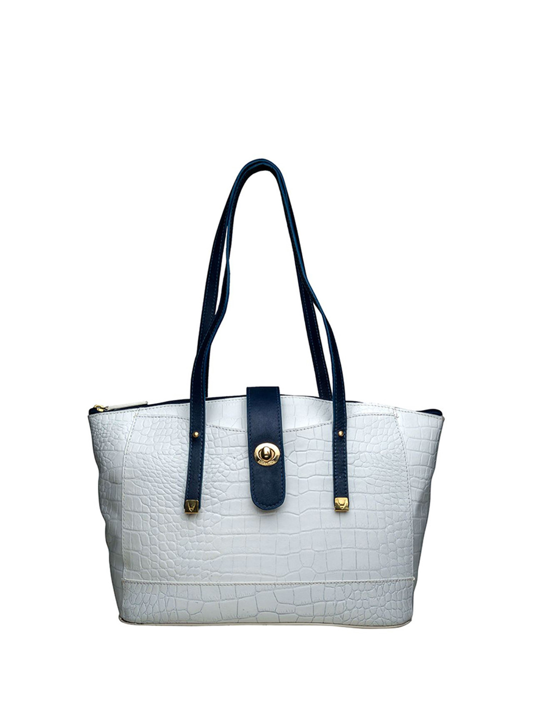 Hidesign White & Black Solid Leather Shoulder Bag