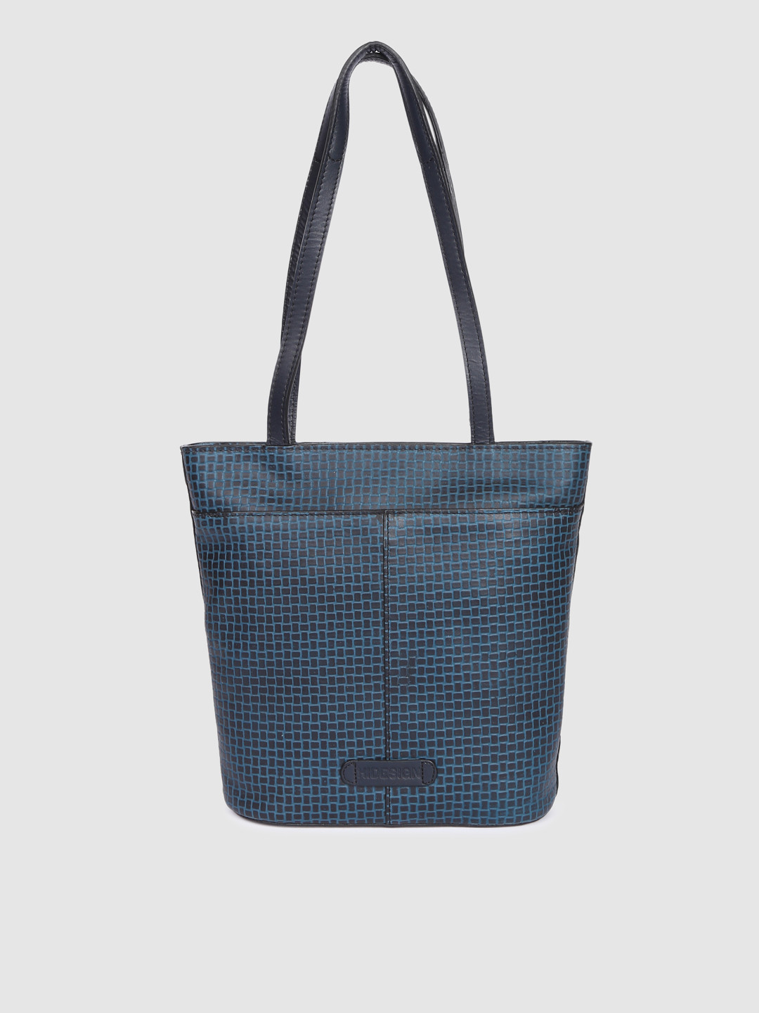 Hidesign Blue & Black Printed Leather Shoulder Bag