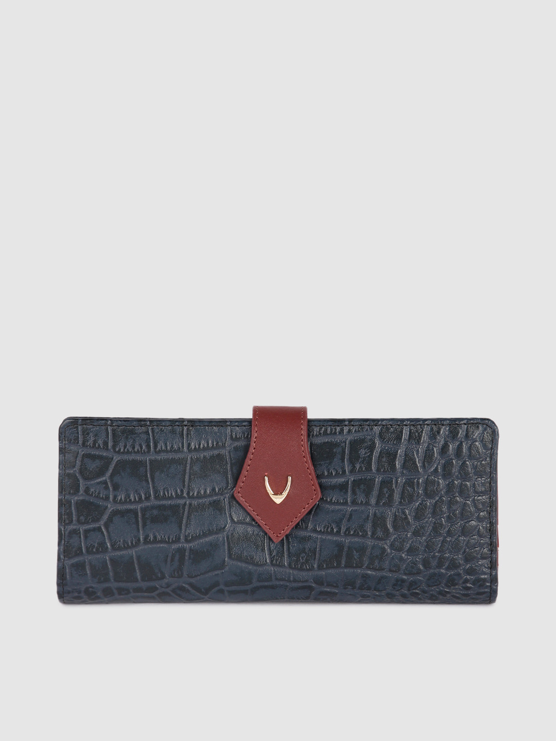 Hidesign Women Blue Textured Leather Two Fold Wallet