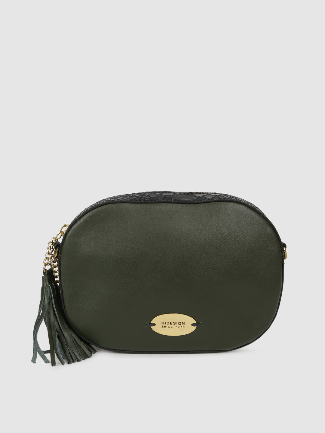 Hidesign Olive Green Solid Sling Bag
