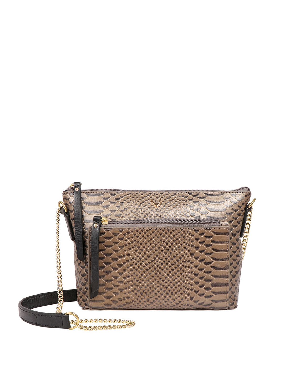 Hidesign Brown Metallic-Toned Textured Leather Sling Bag