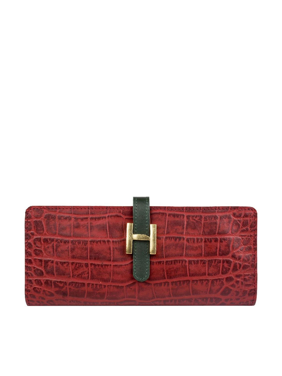 Hidesign Women Rust Red Textured Two Fold Leather Wallet