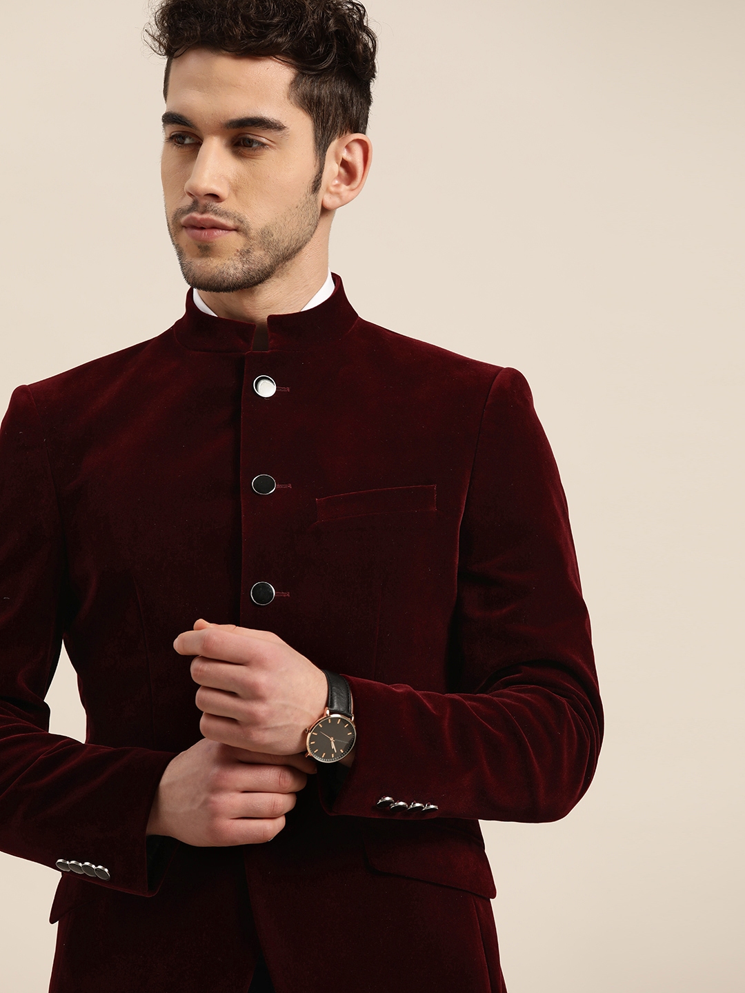 Wintage Men's Embroidered Velvet Coat Blazer Jacket: Purple