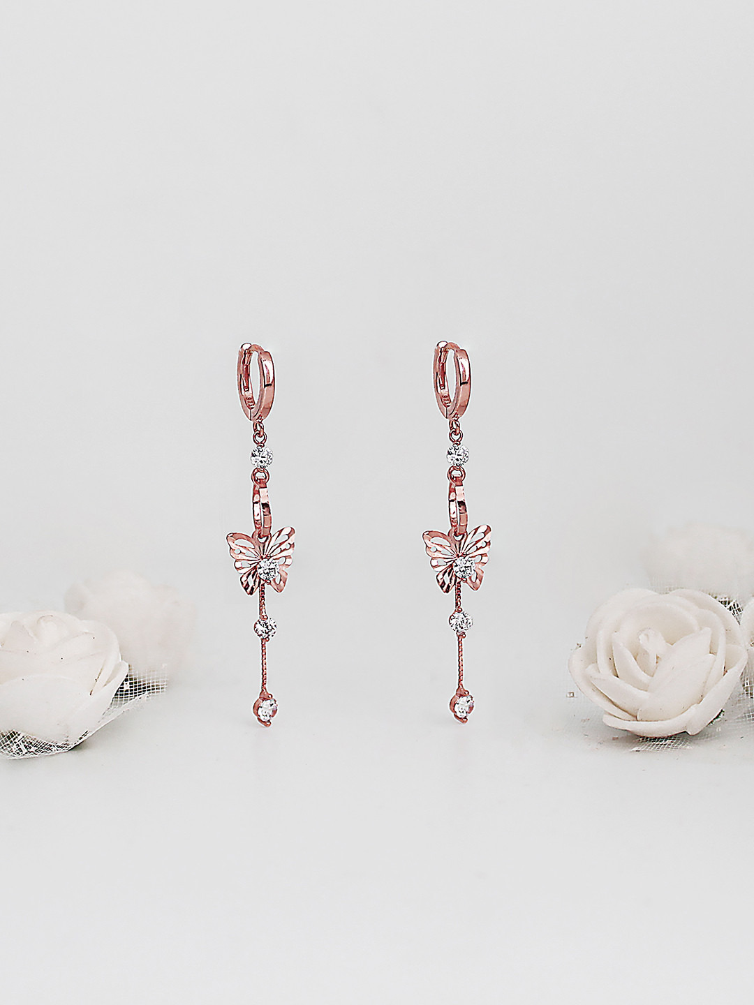 GIVA 925 Sterling Silver Rose Gold Plated Charming Butterfly Earrings