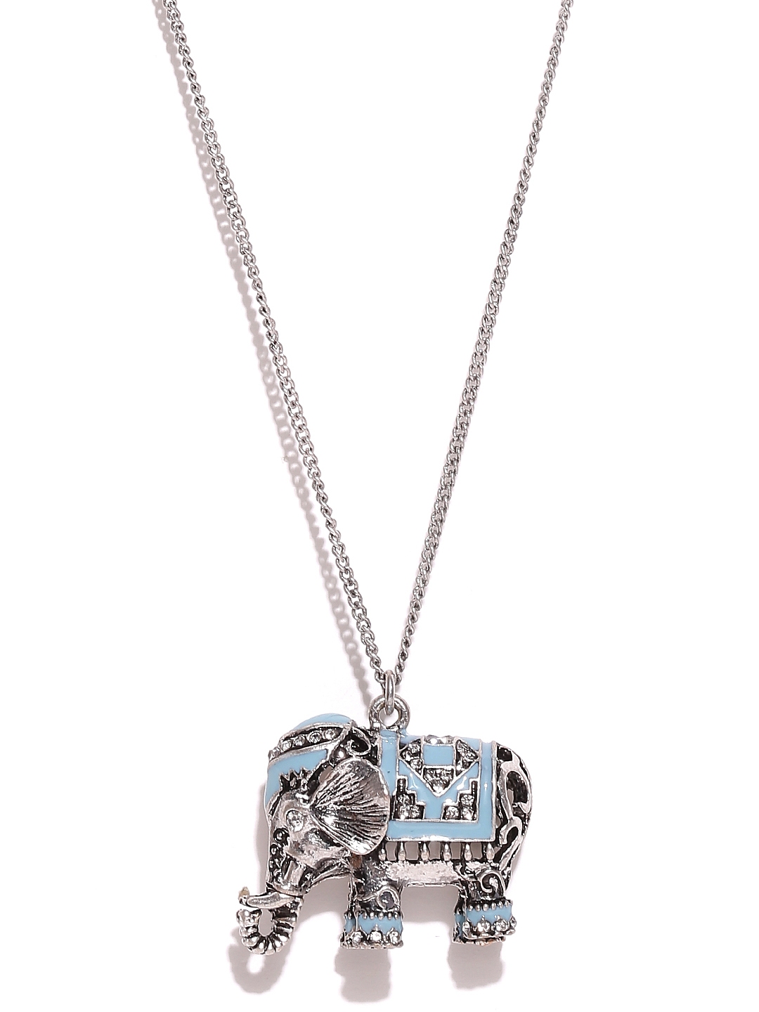 Buy Accessorize Silver Toned Stone Studded Elephant Opera