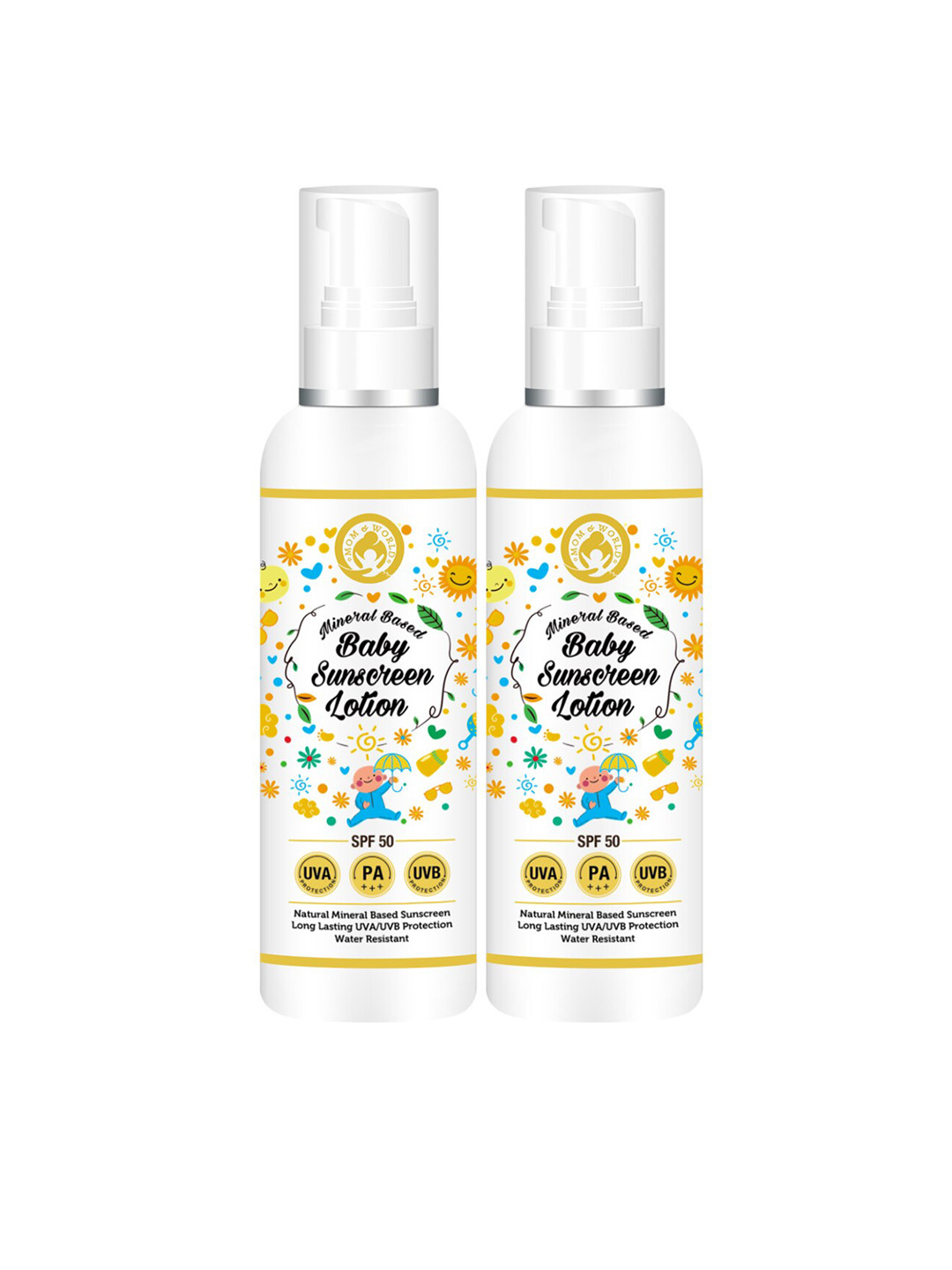 Mom & World Mineral Based Baby Sunscreen Lotion, SPF 50-120ml  Pack Of 2