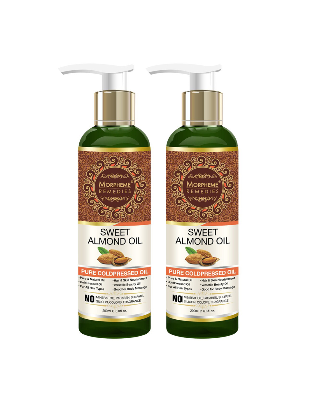 Morpheme Remedies Unisex Set of 2 Pure Sweet Almond Coldpressed Hair Oil