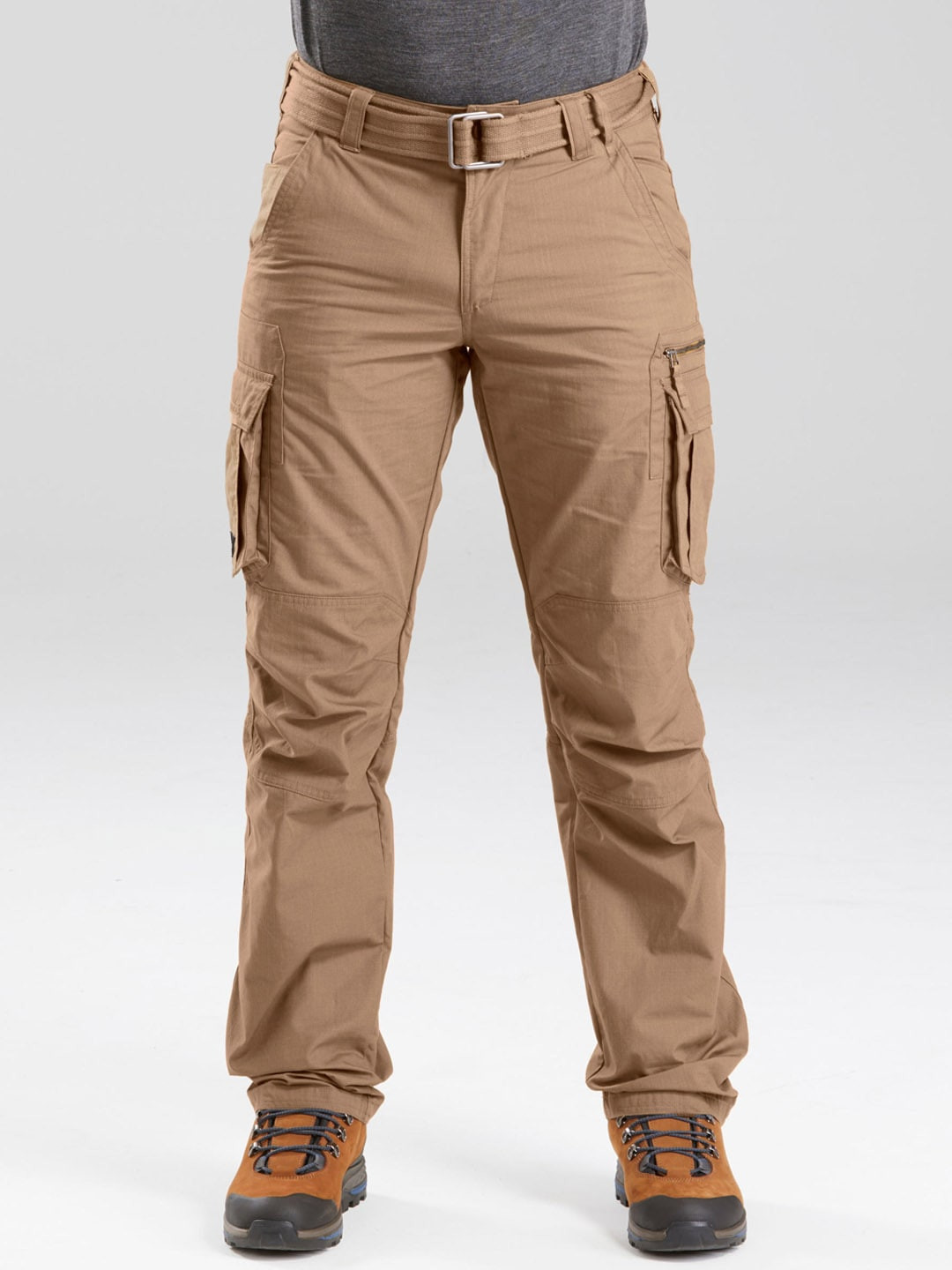 Decathlon FORCLAZ - Men Beige Durable Travel & Trekking Cargo Trousers